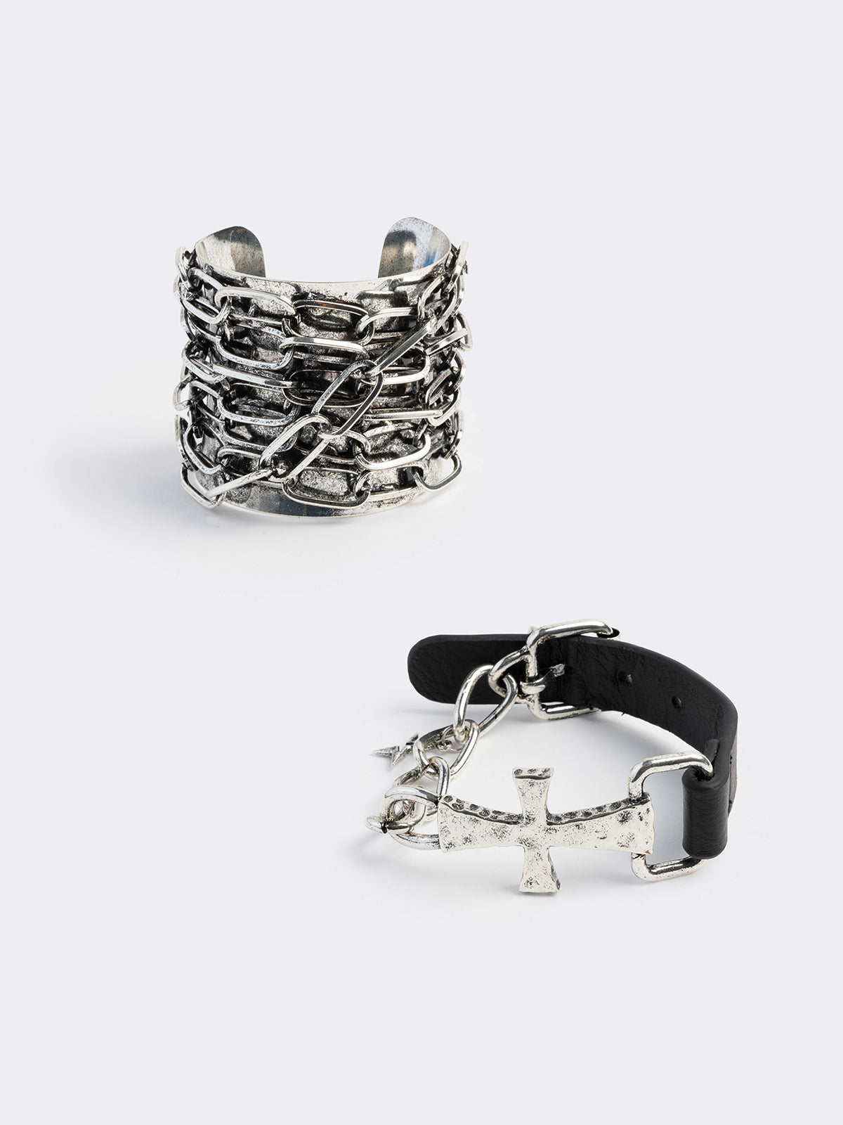 set of 2 bracelets in silver