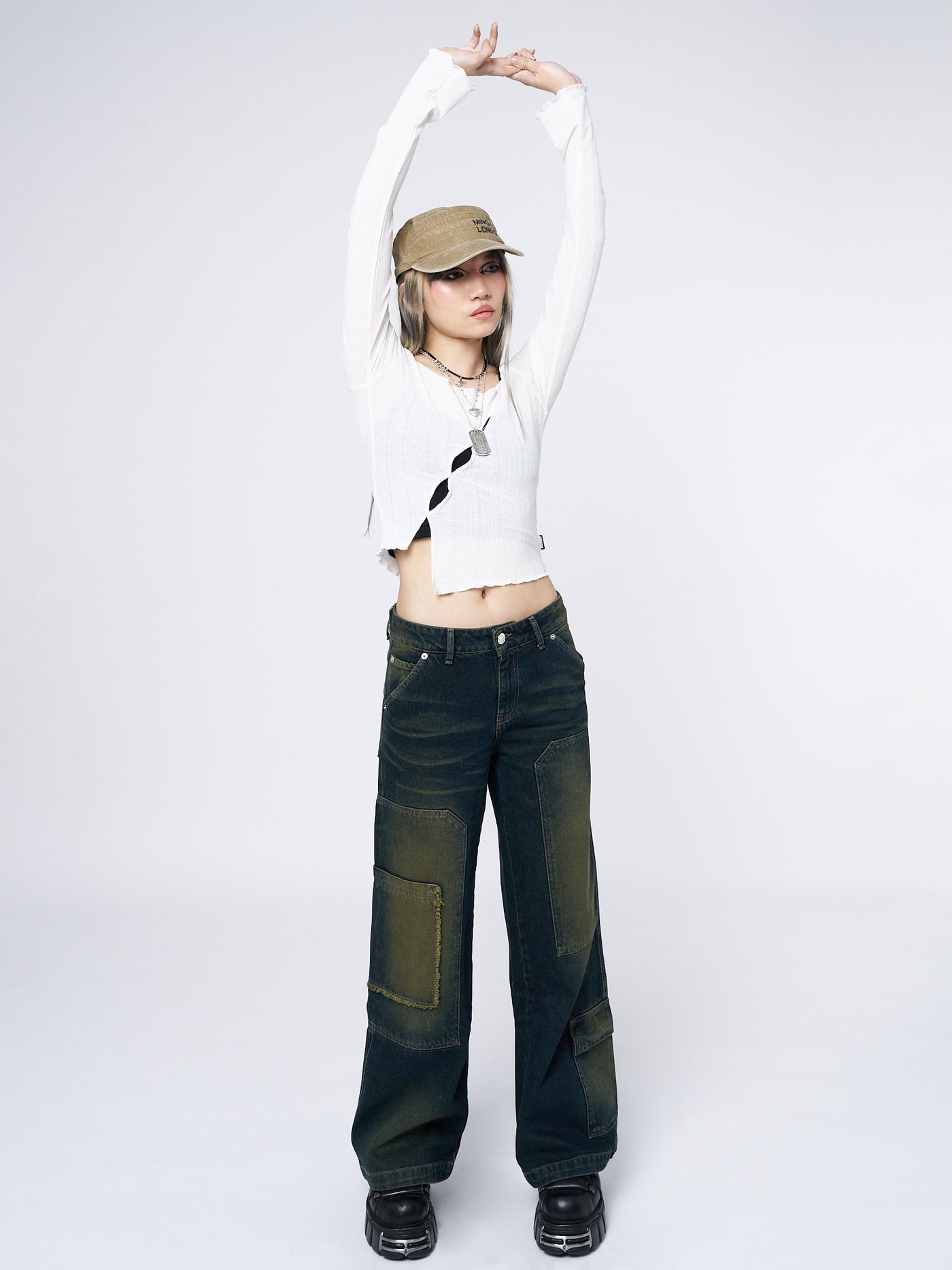 Hana White Asymmetrical Cut Out Top - Minga EU