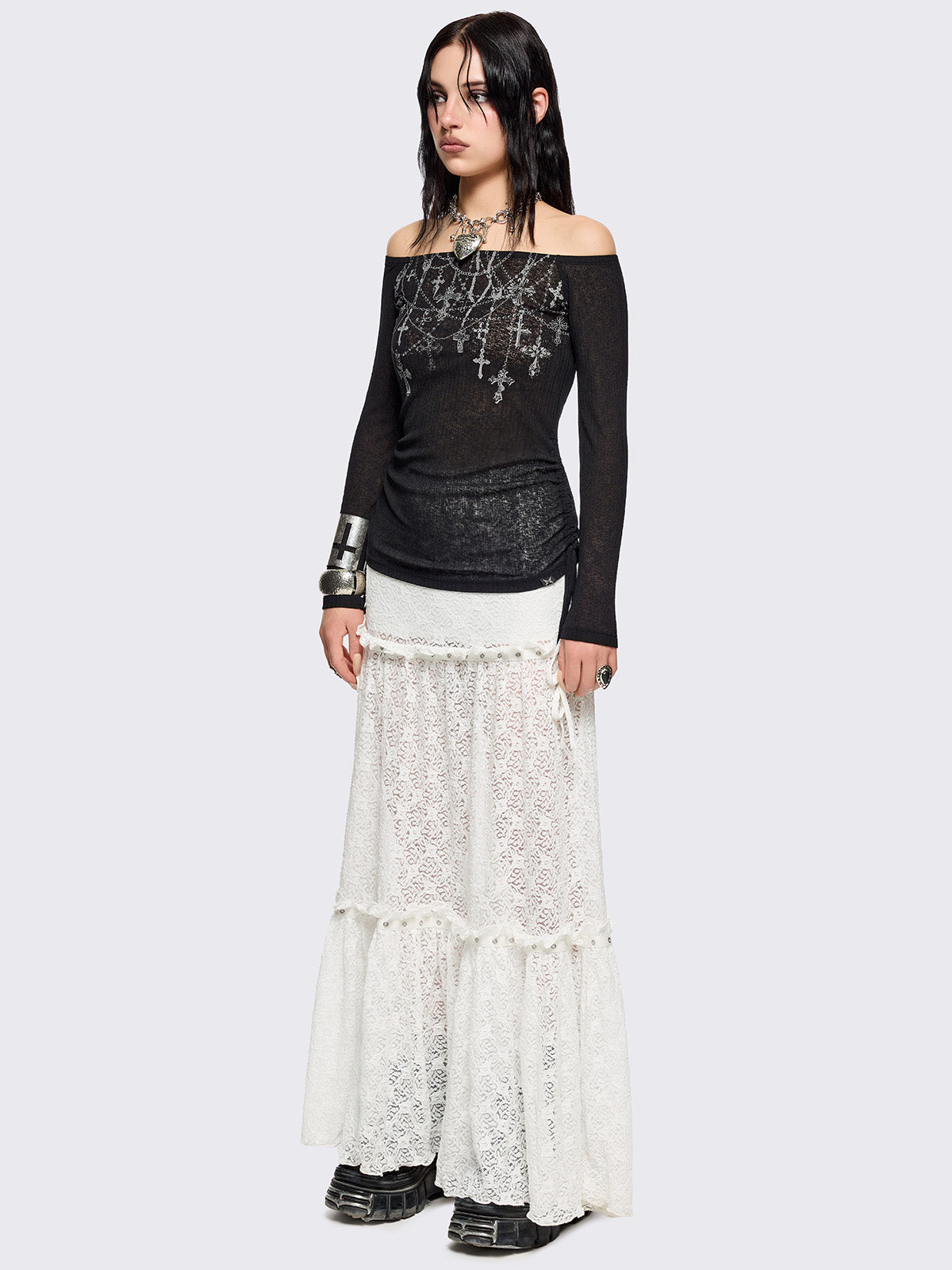 Rosary Off-Shoulder Top