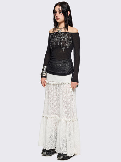 Rosary Off-Shoulder Top