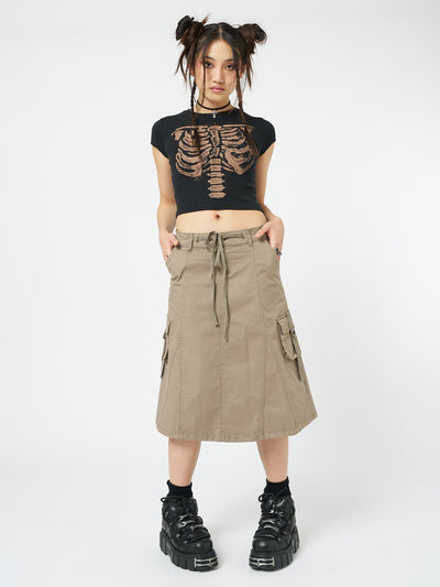 Skeleton Black Graphic Print Baby Tee - Minga EU