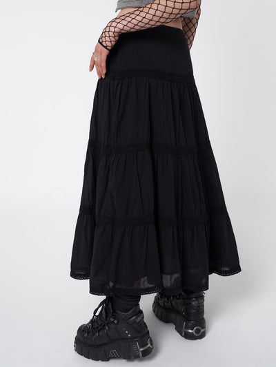 Raven Ruffle Lace Maxi Skirt - Minga EU